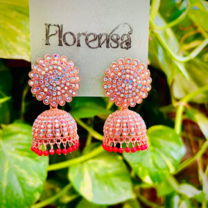 Florensa Blush Bloom Red Bead Jhumka