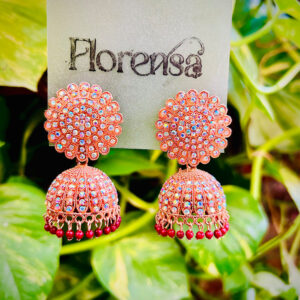 Florensa Blush Bloom Maroon Bead Jhumka