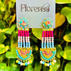 Florensa Vibrant Multicolor Beaded Oxidised Long Earrings for Women & Girls