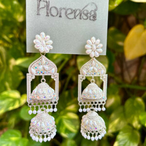 Florensa Royal Glow Silver Mirror Jhumka