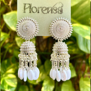 Florensa White Bloom Oxidized Jhumka