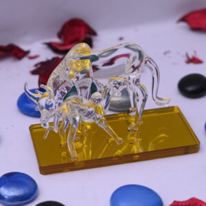 Florensa Handcrafted Glass Cow and Calf Showpiece