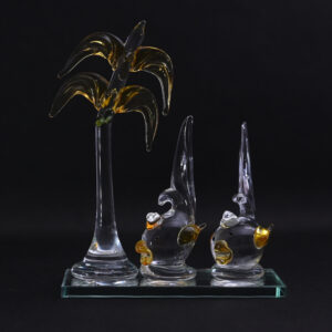 Florensa Handcrafted Glass Fish & Date Palm Tree Figurine